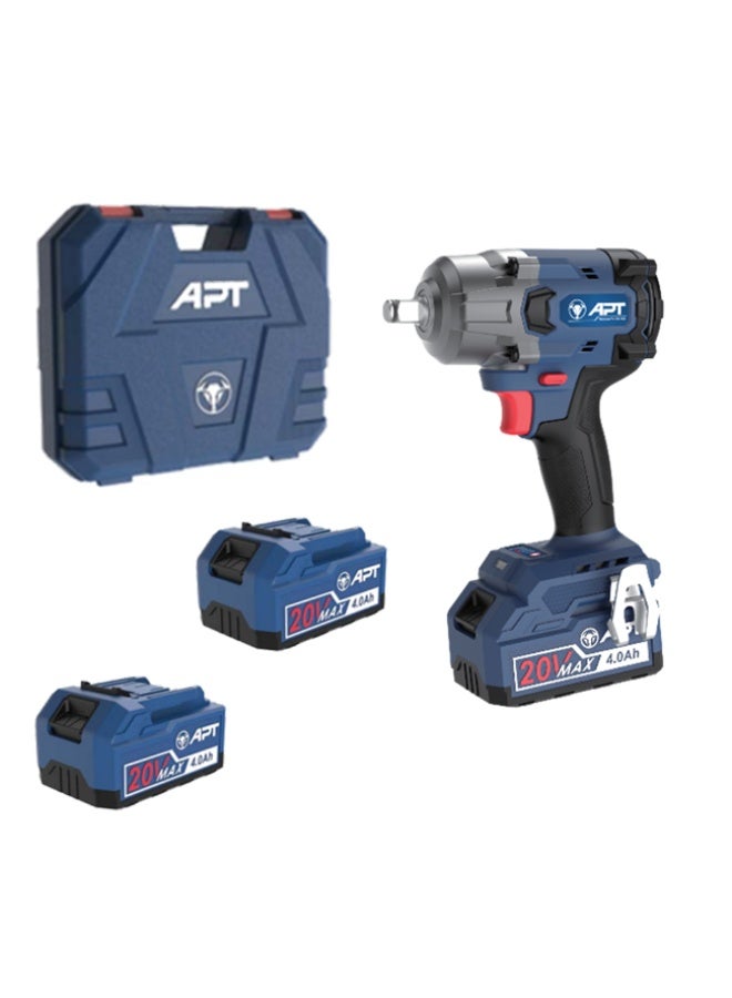 ايه بي تي شنيور فك و ربط  براشليس  بطارية 1/2 بوصه 20 فولت 4 امبير 800 نيوتن 3 سرعة  2 بطاريه APT DW2504800-4.0x2BMC - Image 2